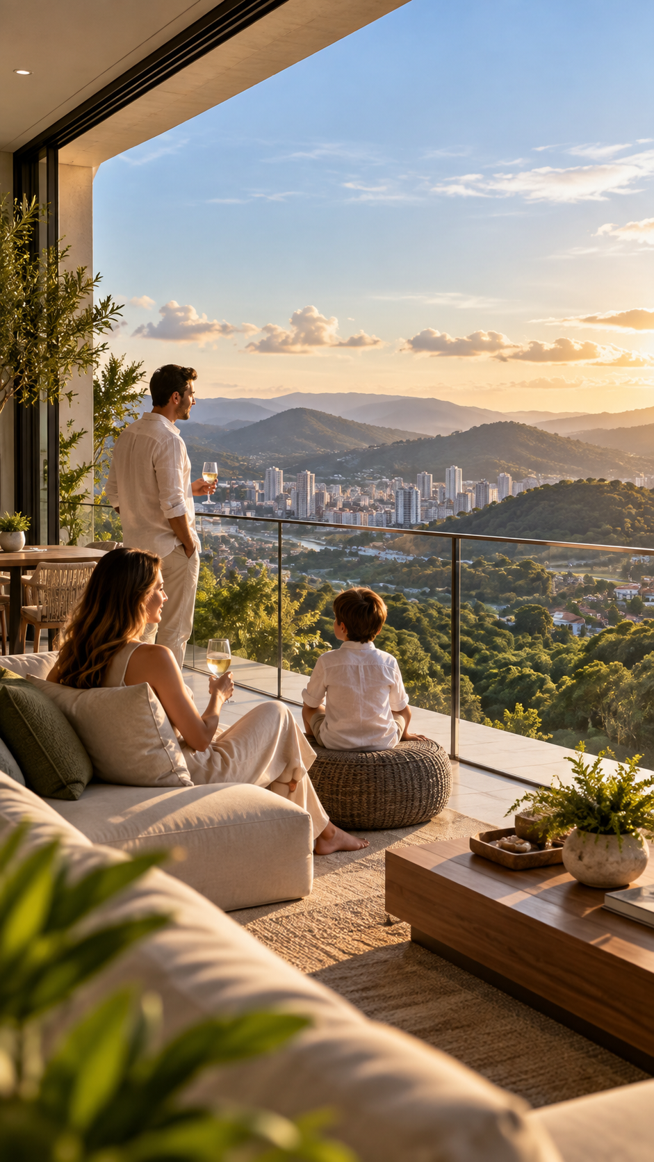 Residência de alto padrão com vista para áreas verdes e a cidade de Camboriú