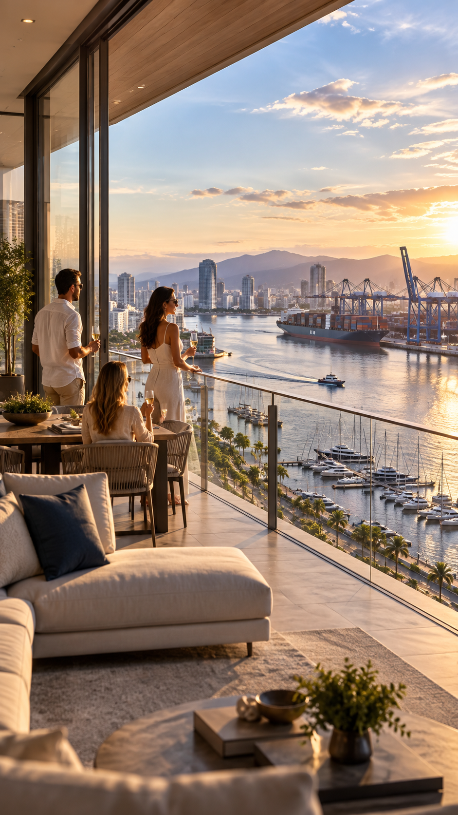 Apartamento de alto padrão com vista para a marina e região portuária de Itajaí
